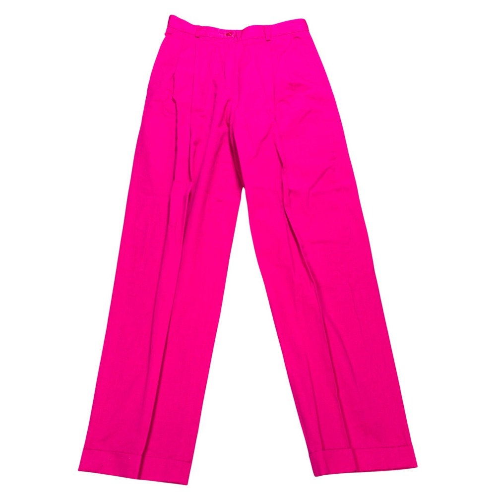Vintage Liz Claiborne Pleated Cuffed Trousers Pants Women's Size 10 Hot Pink
